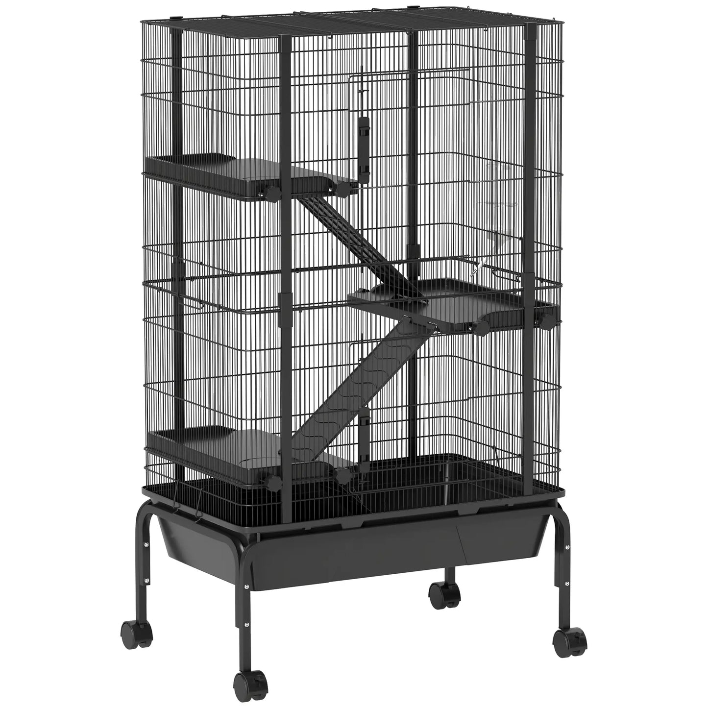 47"H Ferret Cage, Large 4-Tier Guinea Pig Cage, Black Houses & Habitats Black at Gallery Canada