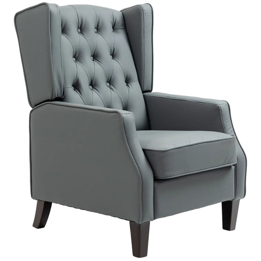 Faux Leather Armchair, Modern Accent Chair, Thick Padding, Grey