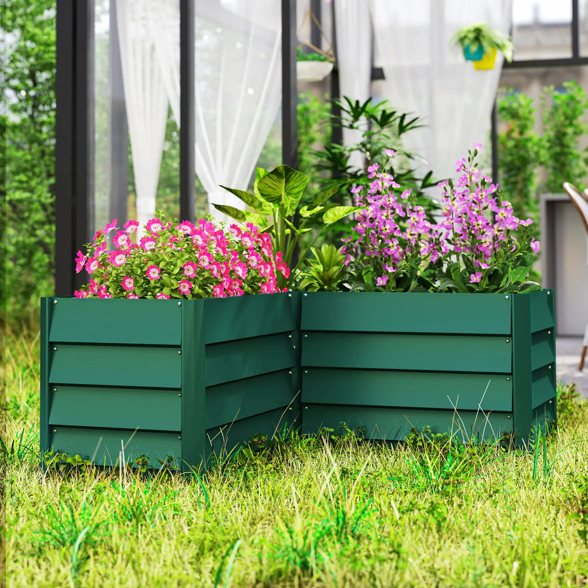 45" x 45" x 17" L-Shaped Galvanized Steel Raised Garden Bed Raised Garden Beds at Gallery Canada