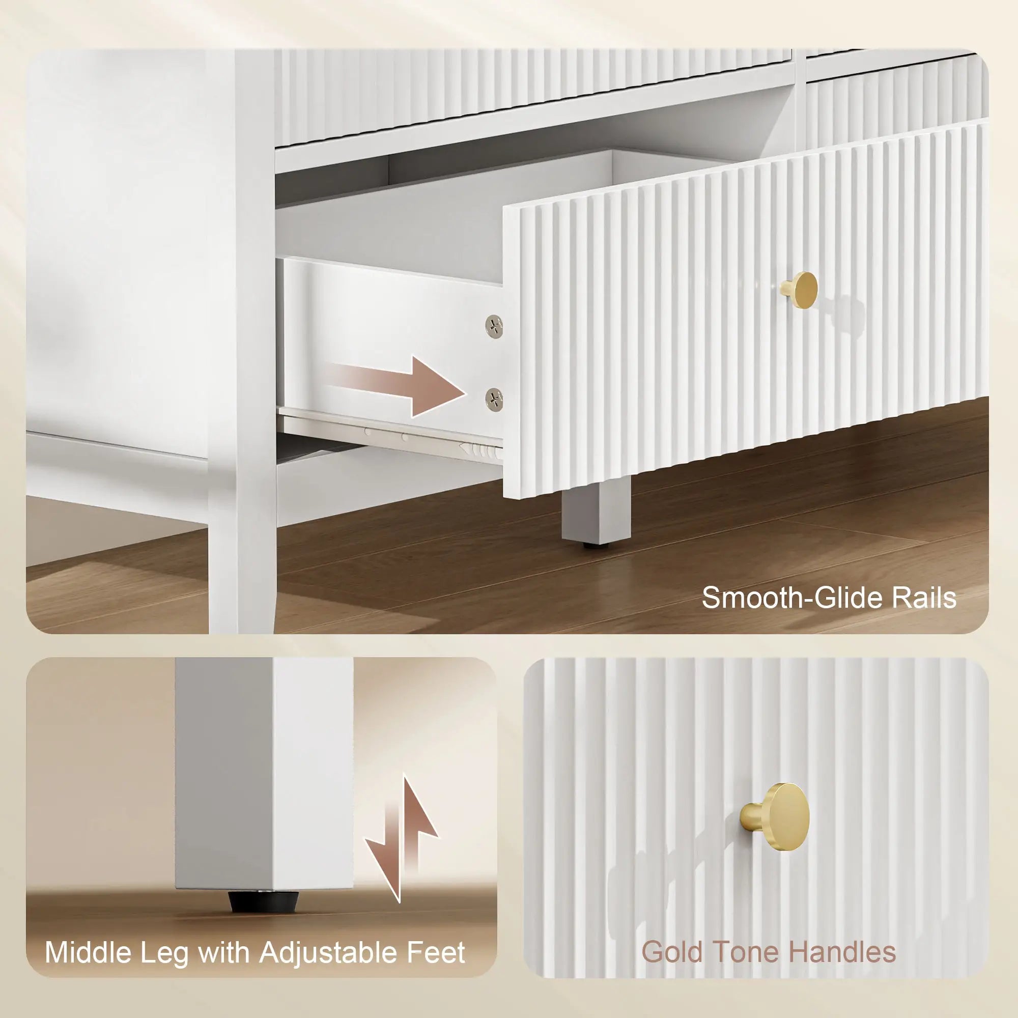 Modern 6 Drawer Dresser, Double Chest, White Storage Cabinets at Gallery Canada