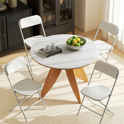 4 Pack Folding Chairs, Metal Frame, Portable, White Dining Chairs at Gallery Canada