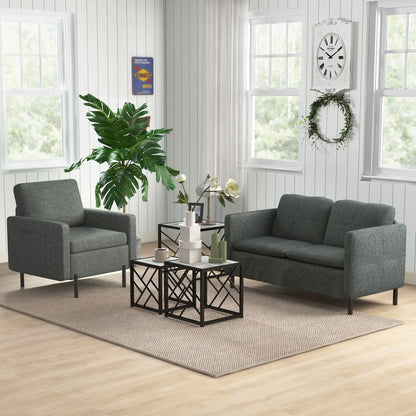 Square Nest of Tables Set of 3, Metal Frame, for Living Room, Grey Coffee Tables at Gallery Canada