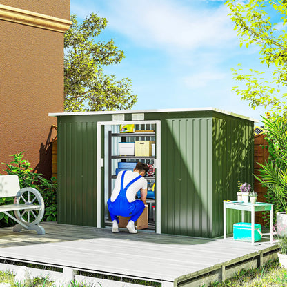 9' x 4' Metal Garden Storage Shed, with Foundation Kit, Light Green Sheds at Gallery Canada