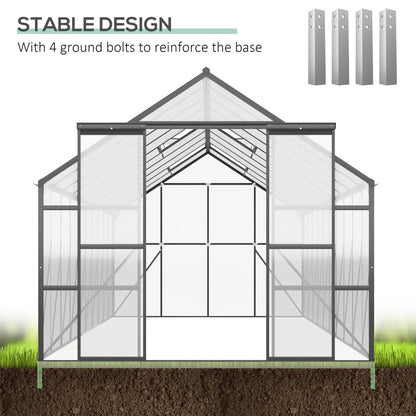 20' x 8' Aluminum Polycarbonate Greenhouse, Adjustable Roof Vent, Black Walk In Greenhouses at Gallery Canada