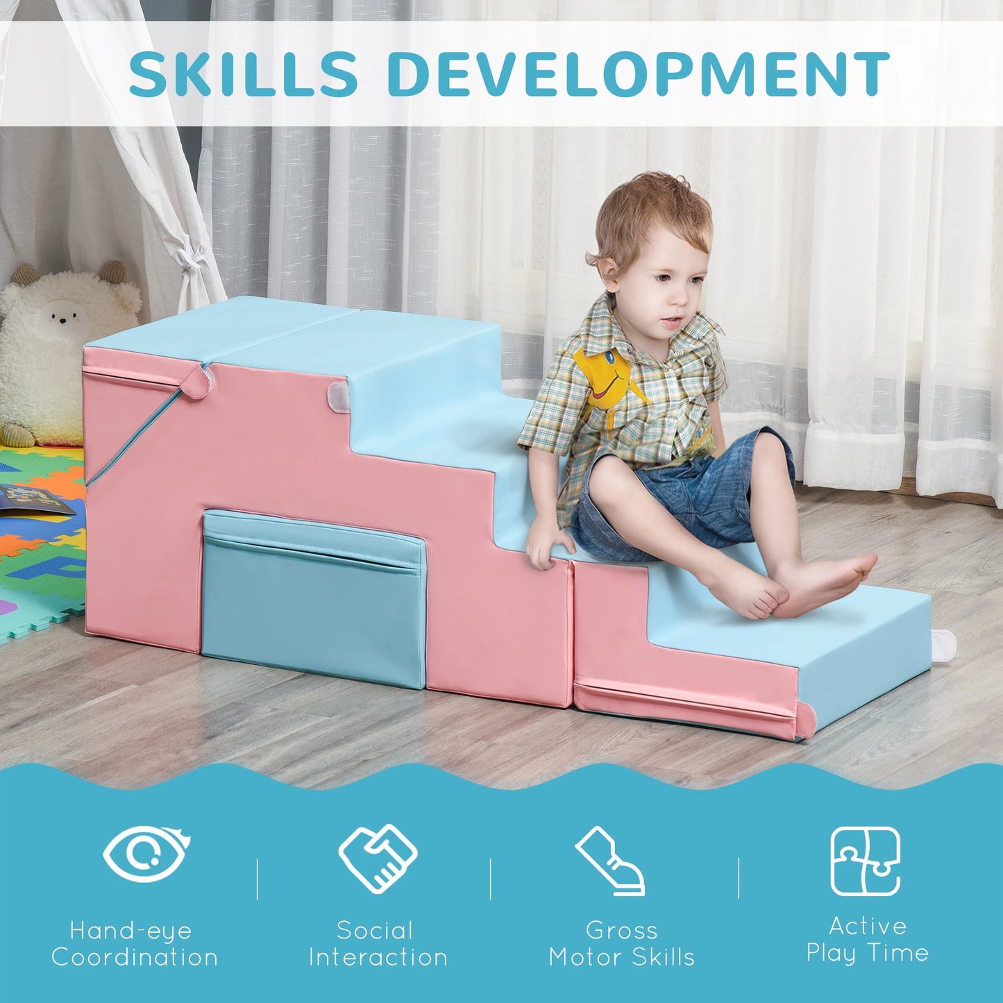 2-Piece Soft Play Kids Foam Set, for Crawl and Climb, Light Blue Baby Gym & Playmats at Gallery Canada