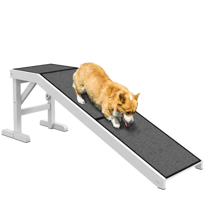 Pet Ramp Bed Steps, Non-Slip Carpet Top, Pine Wood, 59"L x 16"W x 20"H, White Dog Stairs White at Gallery Canada
