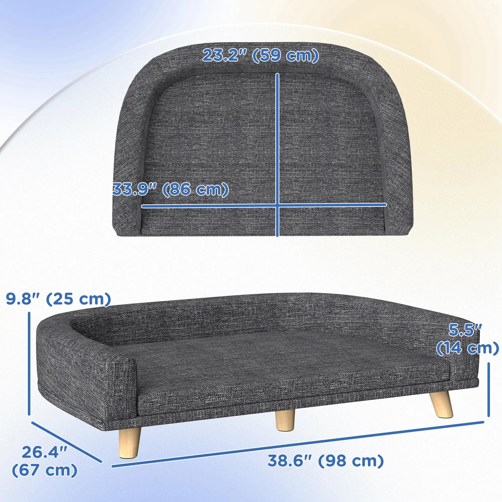 Large Dog Sofa with Washable Cover, Anti-Slip Pads, Dark Grey Dog Sofas at Gallery Canada