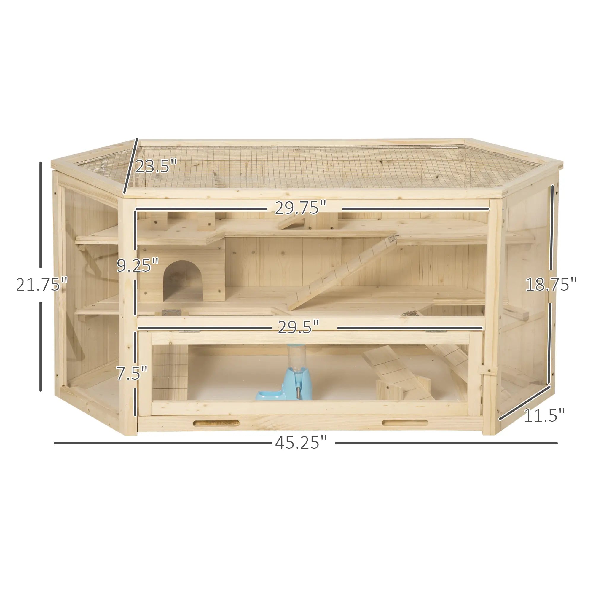 Large Wooden Hamster Cage, 3 Tier with Tray, Seesaws, Water Bottle Hamster Cages at Gallery Canada