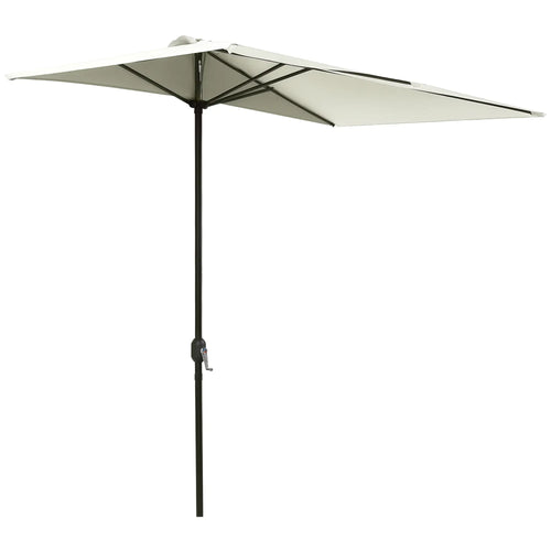 8ft Half Umbrella, Outdoor Balcony Parasol, 5 Ribs, Beige
