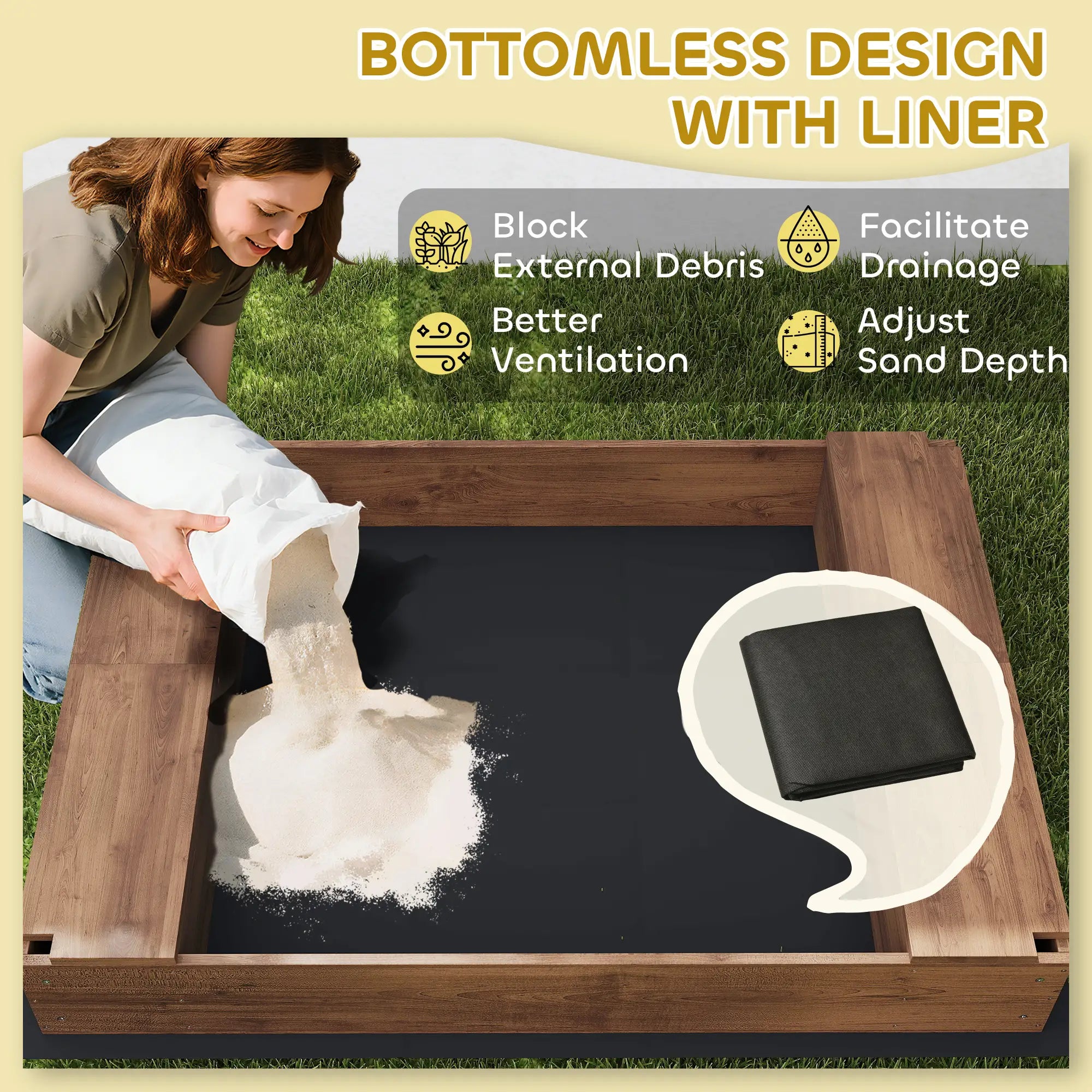 Kids Sandbox with Canopy, Bench Seats, 56