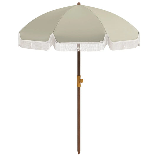 6.2' Travel Beach Umbrella, Vent, Ruffles, Carry Bag, Light Green Beach Umbrellas Light Green at Gallery Canada