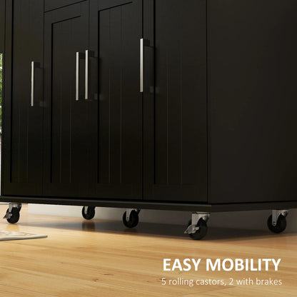 Modern Rolling Kitchen Island Cart, Natural Wood Top, Black Kitchen Islands & Kitchen Carts at Gallery Canada
