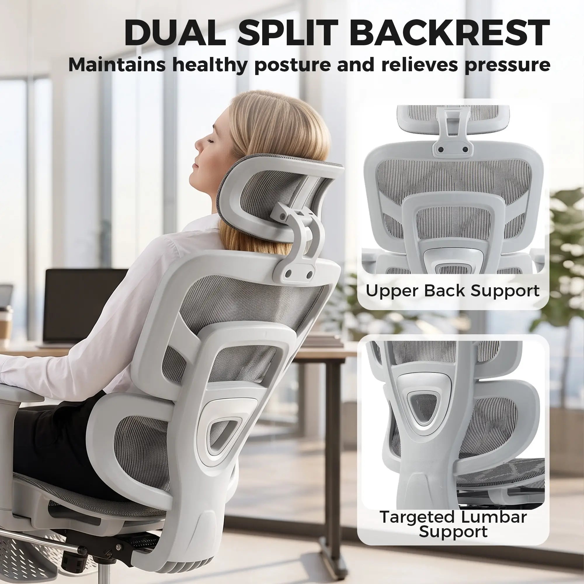 Ergonomic Office Chair, Mesh Reclining, Grey Task Chairs at Gallery Canada