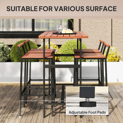 5 Piece Patio Bar Set, 47" Table, 4 Stools, Brown Bistro Sets at Gallery Canada