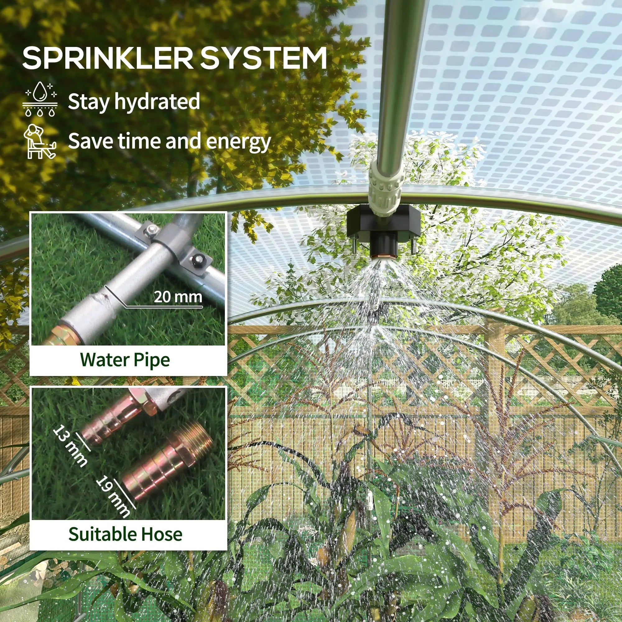 20' x 10' Walk-in Greenhouse, Sprinkler System, Roll-up Door, 12 Mesh Windows, Green Tunnel Greenhouses at Gallery Canada