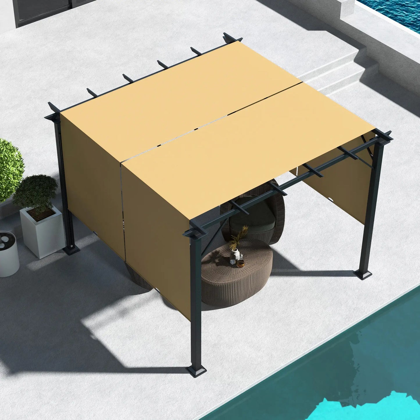 10' x 10' Retractable Pergola Canopy, Brown Pergolas at Gallery Canada