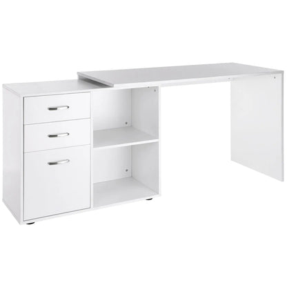 L-Shaped Corner Desk With Storage Shelf, Drawer, White Computer Desks at Gallery Canada