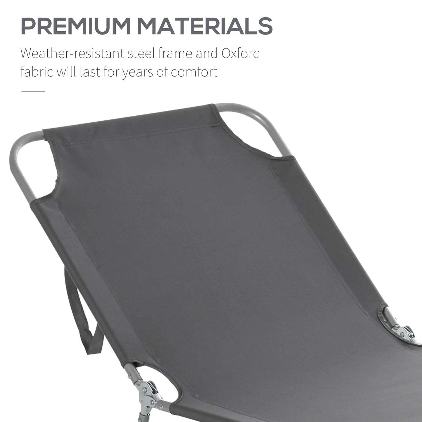Folding Outdoor Lounge Chair, Reclining Beach Lounger, Breathable Mesh, Grey Lounger Chairs at Gallery Canada