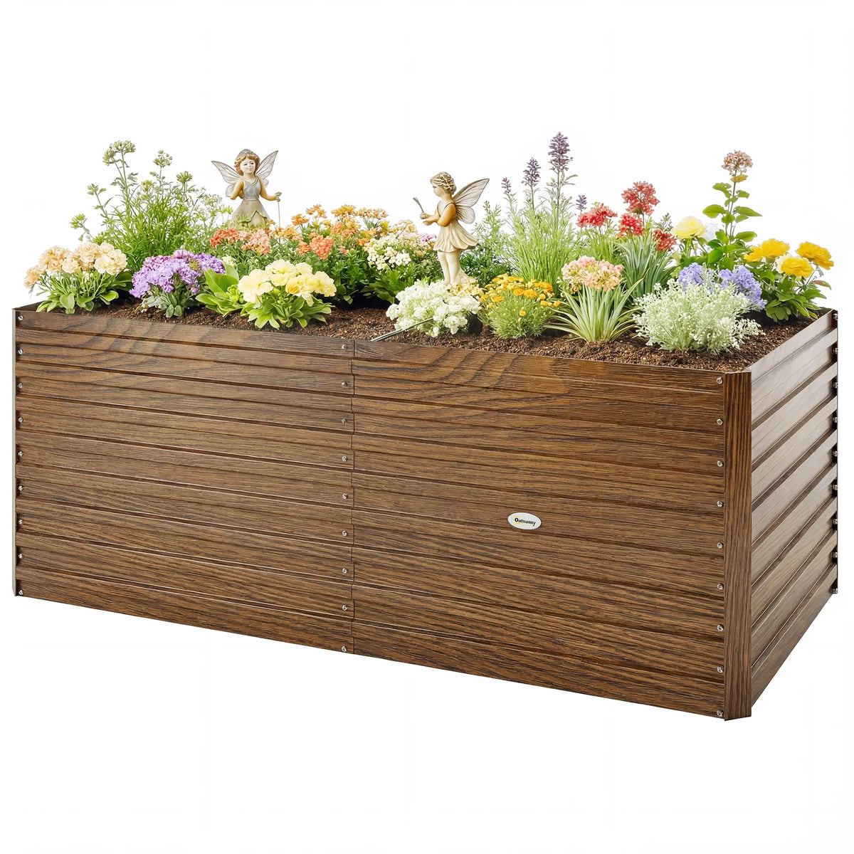 5' x 3' x 2' Raised Garden Bed, Galvanized Planter Box, Dark Brown Wood Effect, Dark Brown Galvanized Planter Boxes Dark Brown Wood Effect at Gallery Canada