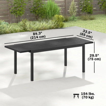 Expandable Aluminum Patio Dining Table, 84.3"-60.6", Adjustable Foot Pads Patio Dining Tables at Gallery Canada