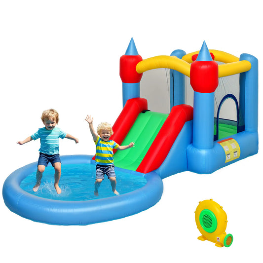 Inflatable Bounce House with Slide, Basketball, Ball Pit, 163" x 81" x 75" Inflatables Multi Colour at Gallery Canada