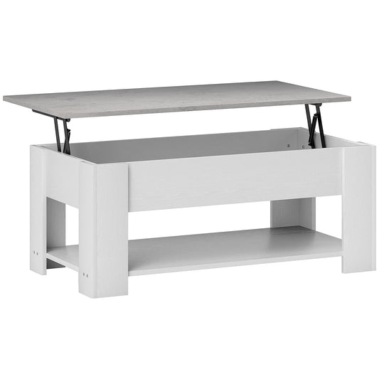 Lift Top Coffee Table, Hidden Storage, Open Shelf, White Coffee Tables White at Gallery Canada