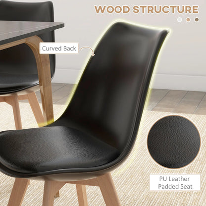 Modern Dining Table Chairs Set of 4, Rubber Wood Kitchen Table Chairs with PU Leather Cushion for Living Room, Bedroom Bar Sets at Gallery Canada