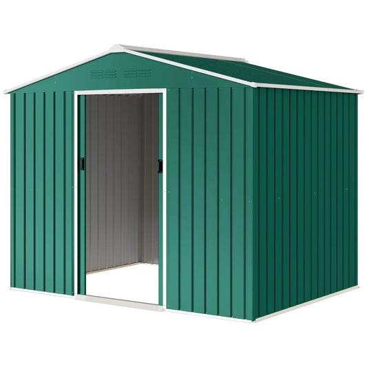 8' x 6' Metal Outdoor Storage Shed, Lockable Sliding Doors, Green Sheds Green at Gallery Canada