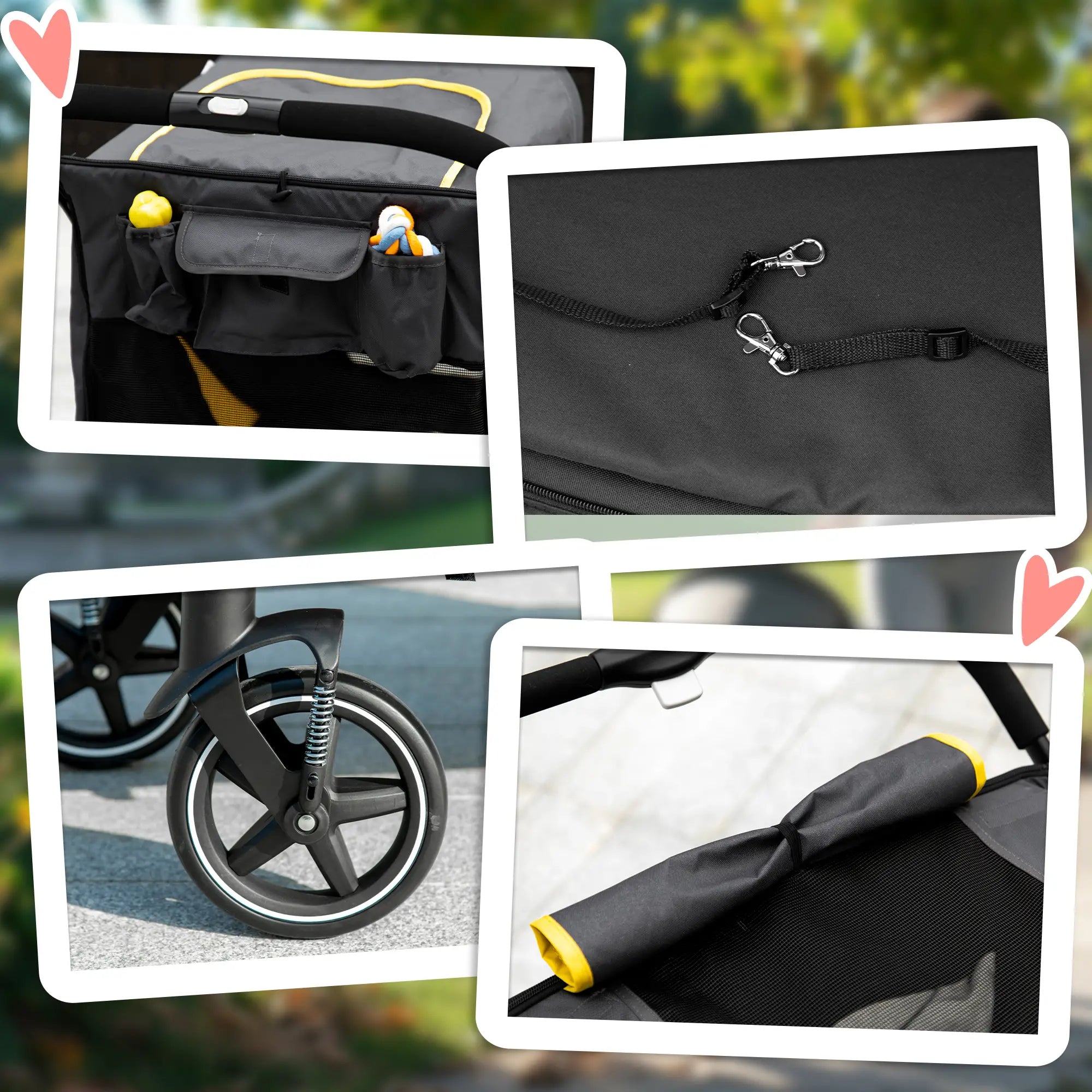 Foldable Pet Stroller, Universal Wheels, Shock Absorber, Large & Medium Dogs, Dark Grey Dog Bike Trailers & Strollers at Gallery Canada