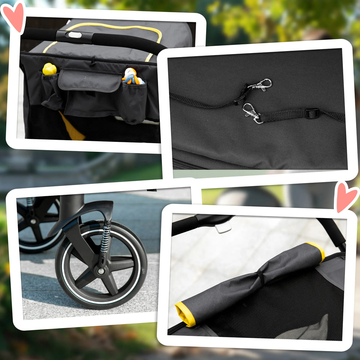 Foldable Pet Stroller, Universal Wheels, Shock Absorber, Large & Medium Dogs, Dark Grey Dog Bike Trailers & Strollers at Gallery Canada