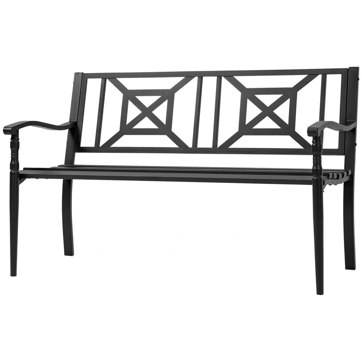 Steel Garden Bench, 2-Person Patio Loveseat, Black Outdoor Benches at Gallery Canada