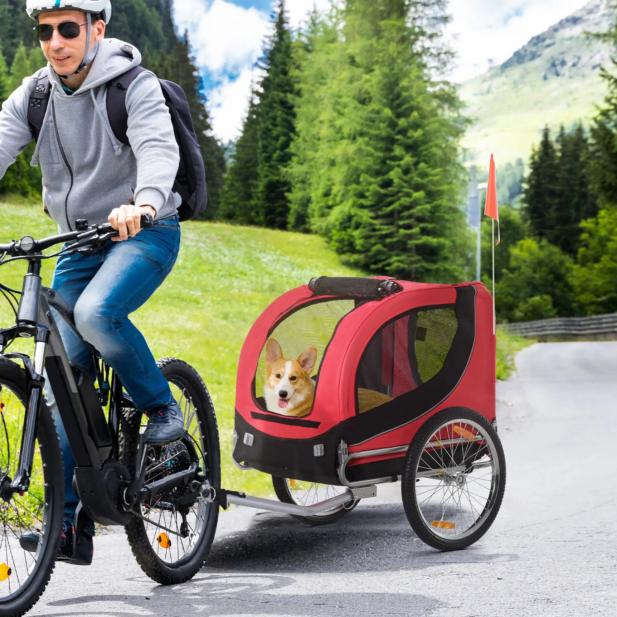 Dog Bike Trailer, Pet Cart Bicycle, Wagon Cargo Carrier, Red Dog Bike Trailers & Strollers at Gallery Canada