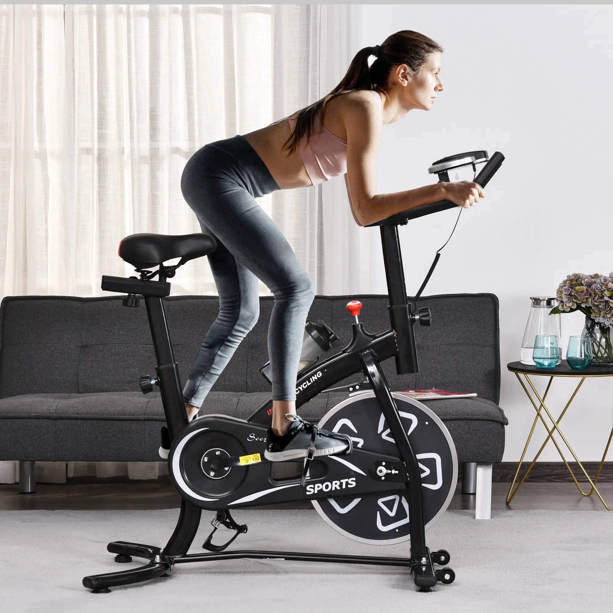 Exercise Bike with LCD Display, Indoor Cycling, 6kg Flywheel, Black Exercise & Stationary Bikes at Gallery Canada