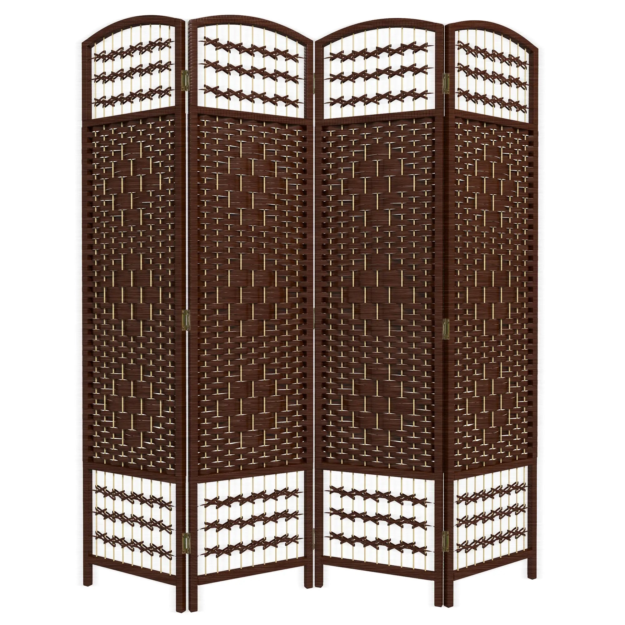 4 Panel Folding Room Divider, Portable Privacy Screen, Brown Room Dividers at Gallery Canada