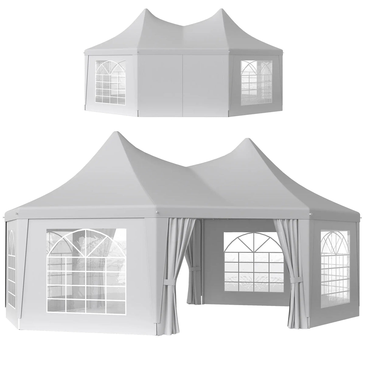 16' x 22' White High Peak Octagonal Wedding Tent, Removable Walls, White