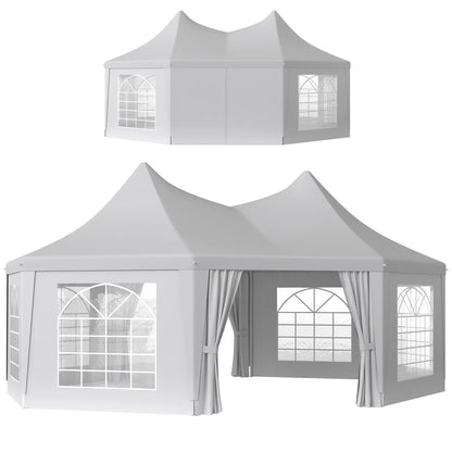 16' x 22' White High Peak Octagonal Wedding Tent, Removable Walls, White