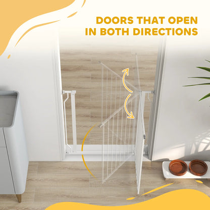 30"-34" Easy Install Pet Gate, Door & Double Lock, Extra Wide, White Houses, Kennels & Pens at Gallery Canada