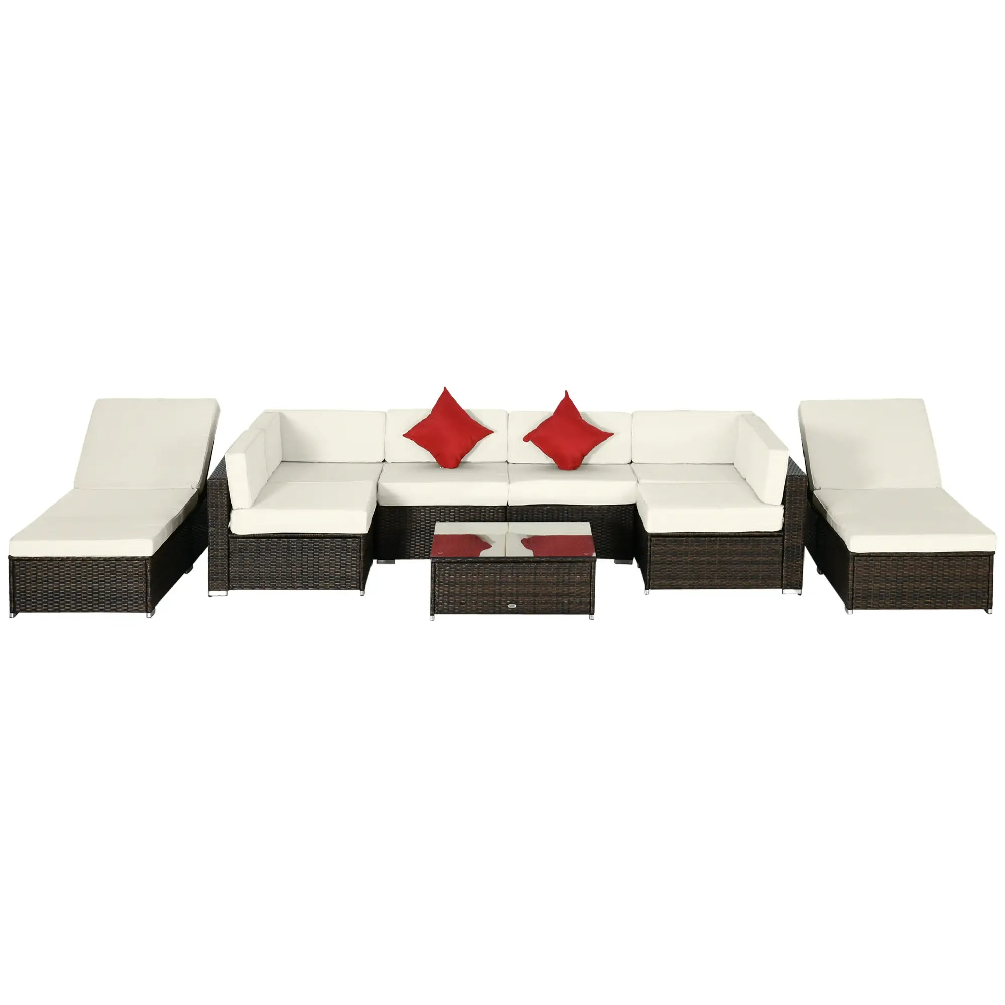 9-Piece Wicker Patio Furniture Set, with Cushion, Cream White Patio Furniture Sets at Gallery Canada