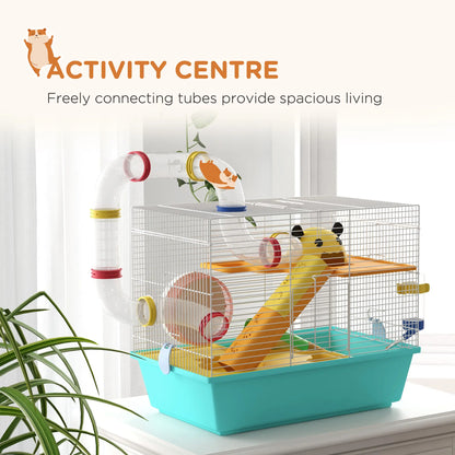3 Tier Hamster Cage With Tunnels, Water Bottle, Exercise Wheel, 18" x 11" x 15", Light Blue Hamster Cages at Gallery Canada