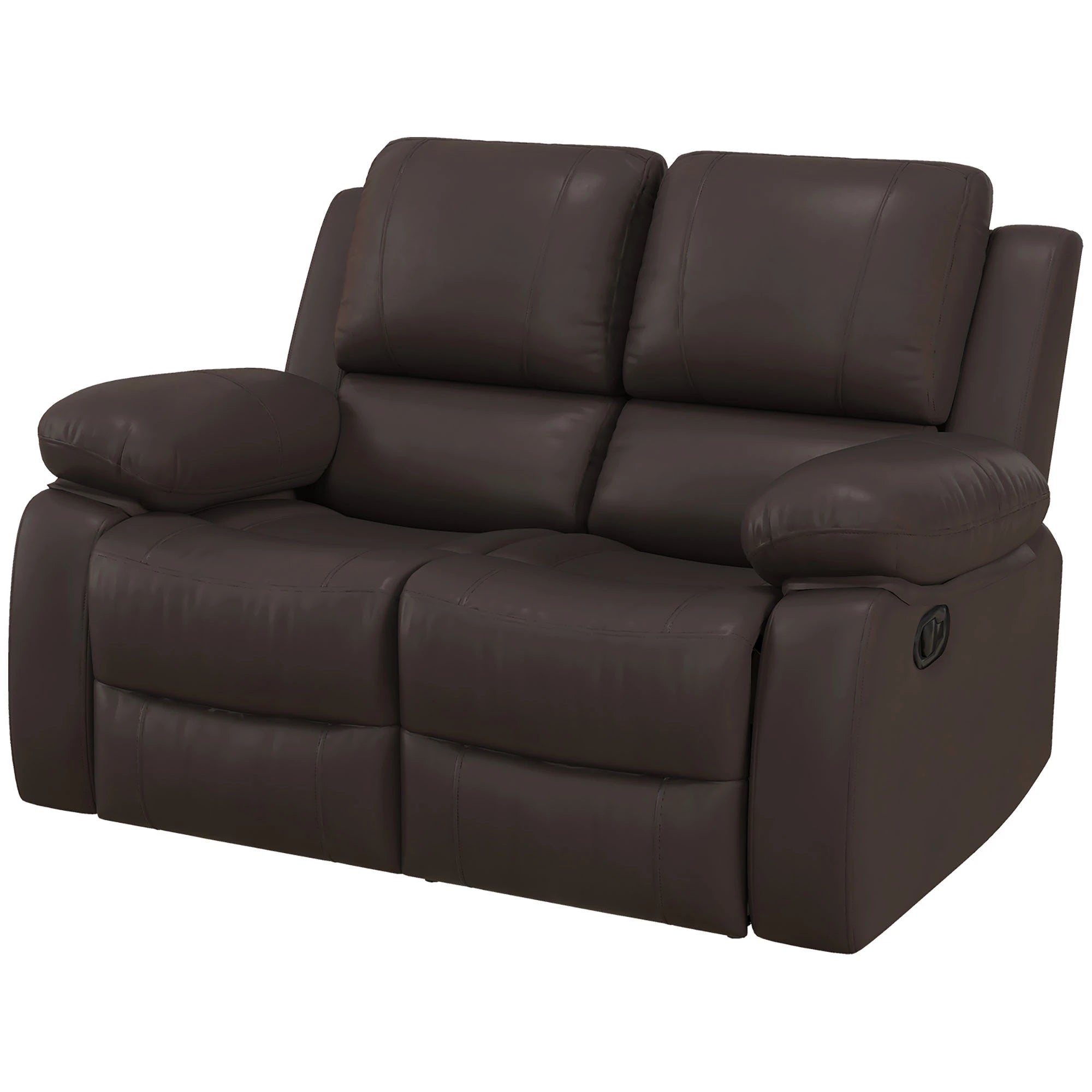 PU Leather Manual Recliner Sofa, Double Loveseat with Footrest, Brown 2-Seater Sofas at Gallery Canada