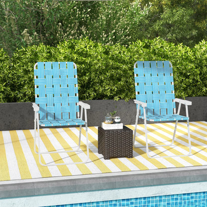 Set of 2 Folding Patio Chairs, Portable, Armrests, Camping, Garden, Blue Patio Chairs at Gallery Canada