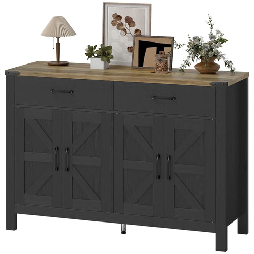 Farmhouse Sideboard Buffet Cabinet, 2 Drawers, Shelves