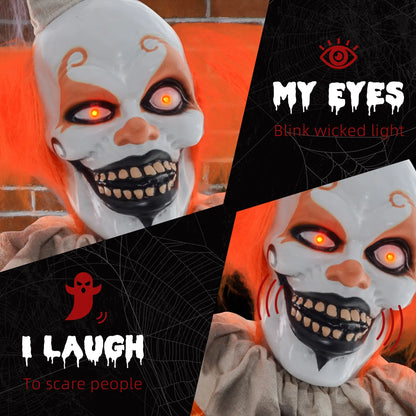 6' Classic Clown Halloween Decoration, Animatronic, Motion Activated, Orange Halloween Decorations at Gallery Canada