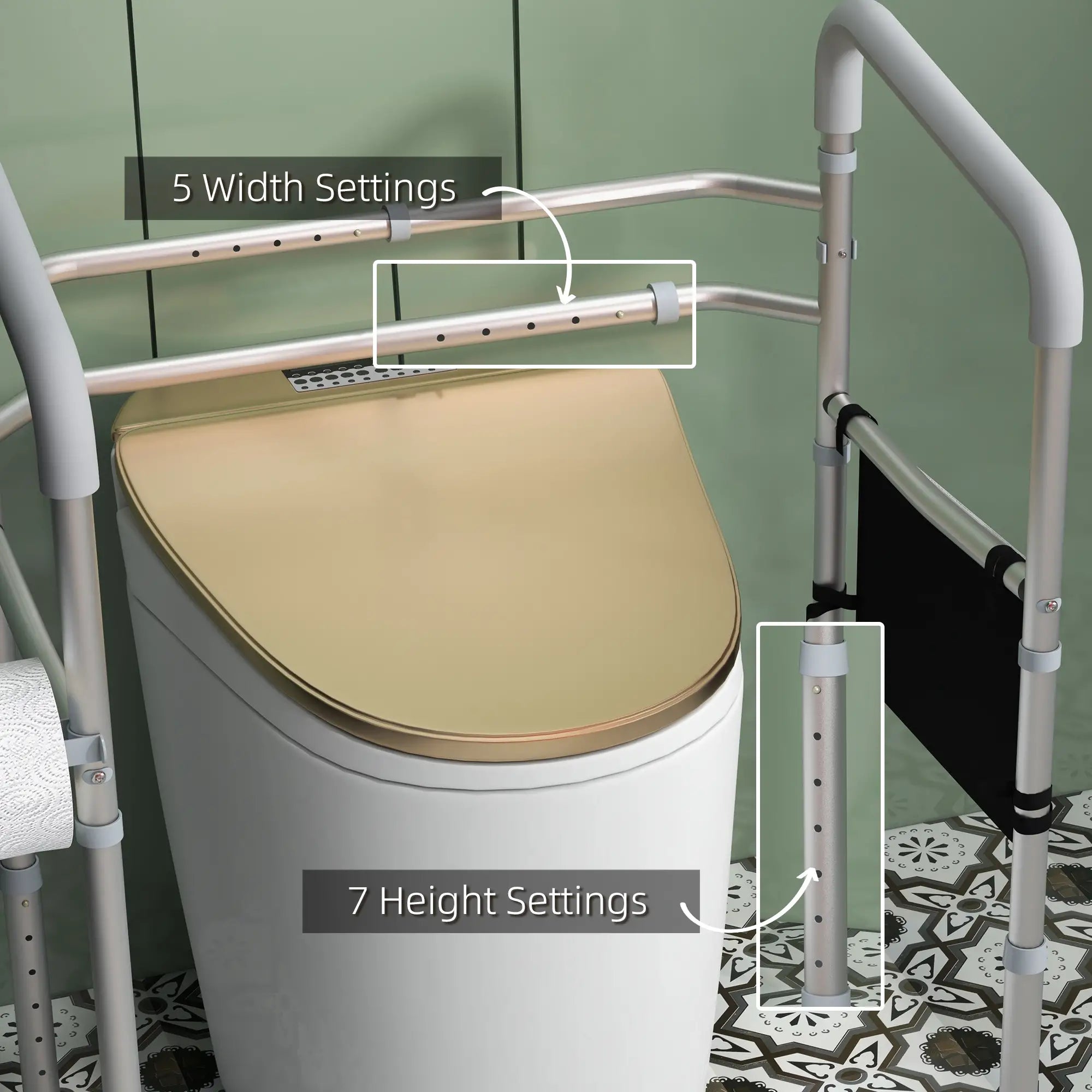 Stand Alone Toilet Safety Frame, Adjustable Height Width, 300lb Grab Bar, Padded Handles Bath Accessories at Gallery Canada