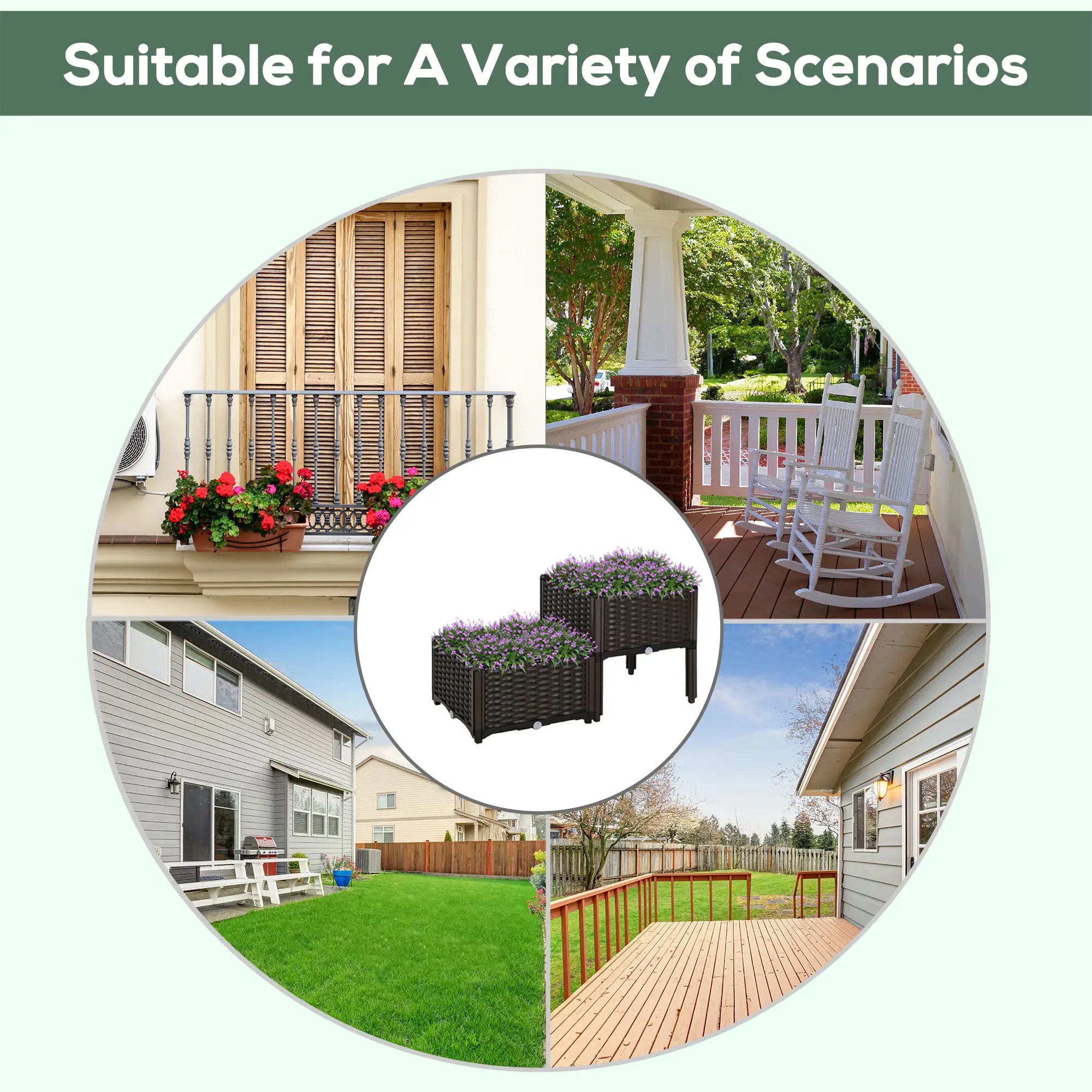 2 Piece Raised Garden Bed, PP Flower Vegetable Herb Grow Box, Brown Elevated Garden Beds at Gallery Canada