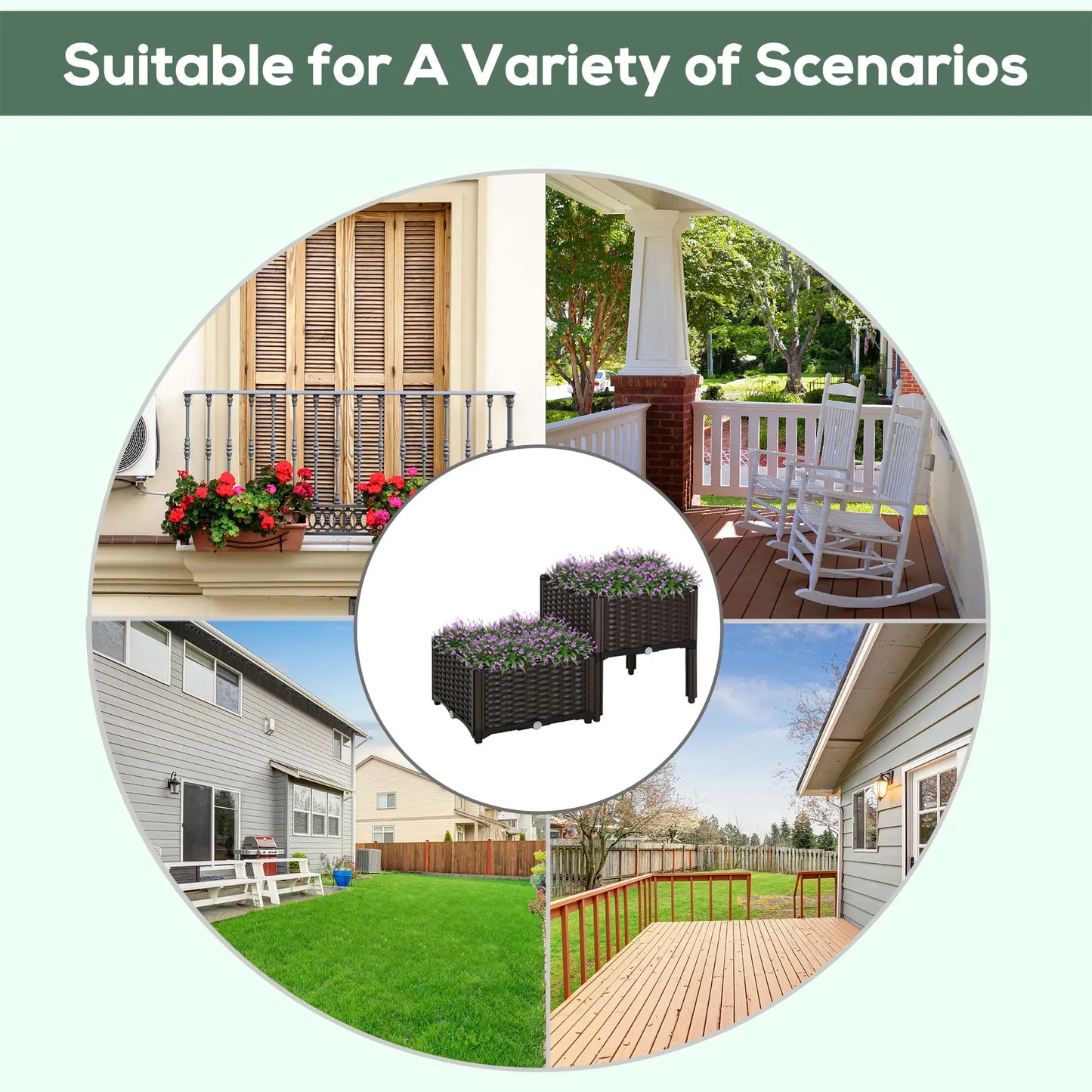 2 Piece Raised Garden Bed, PP Flower Vegetable Herb Grow Box, Brown Elevated Garden Beds at Gallery Canada