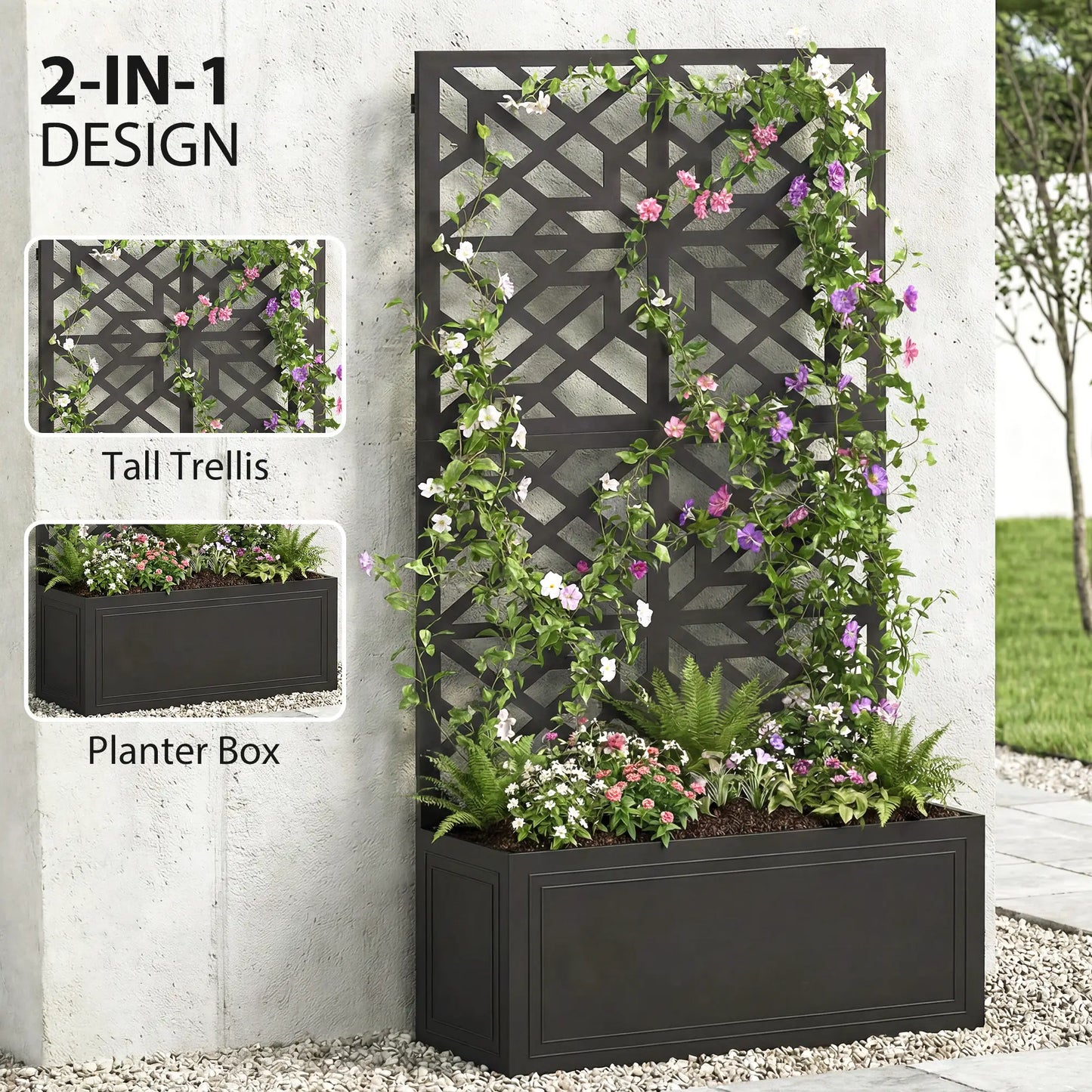 Metal Raised Garden Bed with Trellis for Climbing Plants Galvanized Planter Boxes at Gallery Canada