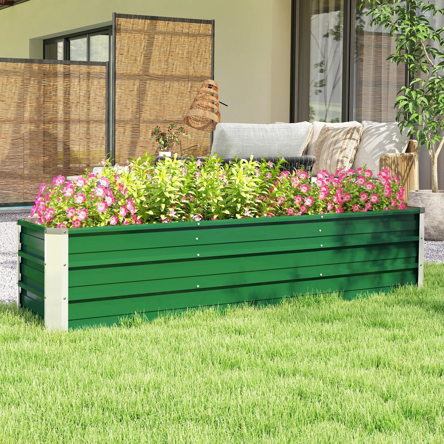 6' x 1.5' x 1.3' Galvanized Raised Garden Bed, Large Metal Planter Box, Green Galvanized Planter Boxes at Gallery Canada