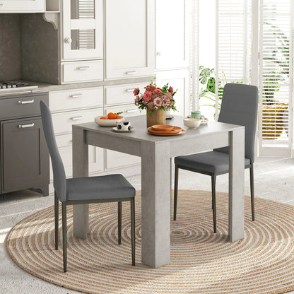 Square Dining Table Set for 2, Faux Cement Table, PU Leather Chairs Bar Sets at Gallery Canada