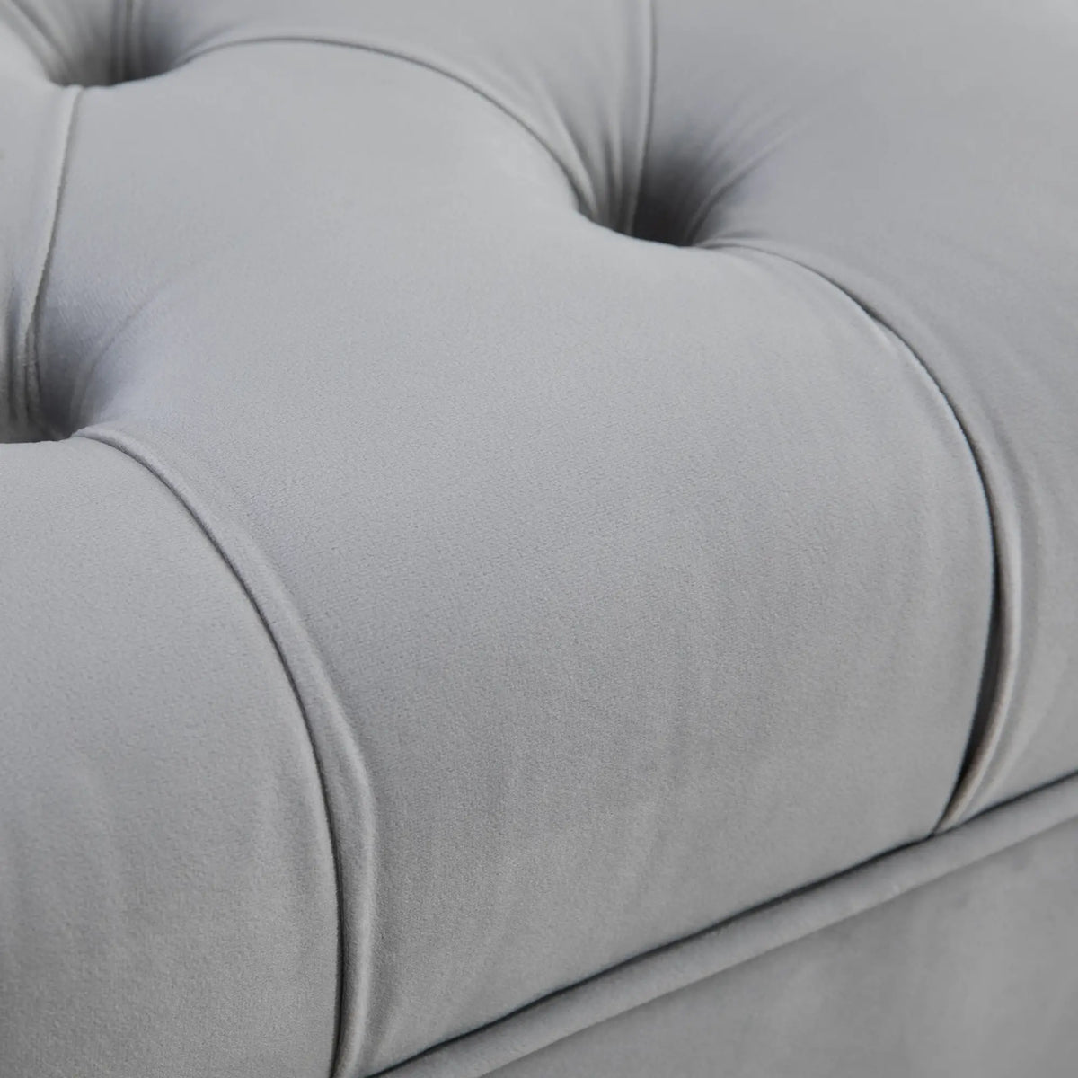 Upholstered End of Bed Bench with Button Tufted, Grey Storage Ottomans & Benches at Gallery Canada